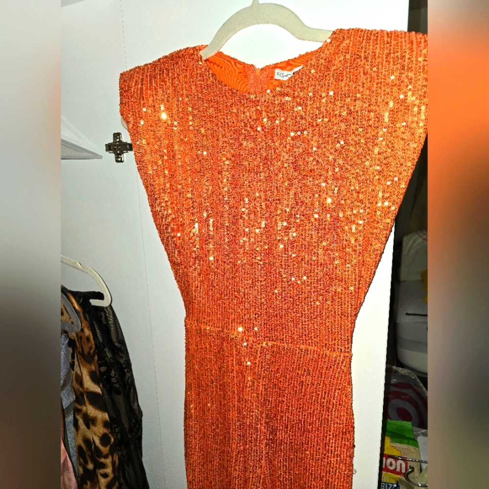Orange Sequin Jumpsuit